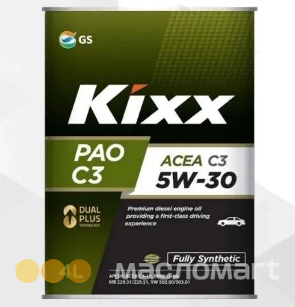 Моторное масло KIXX PAO C3 5W-30 синтетическое C2/C3 SP 4 л